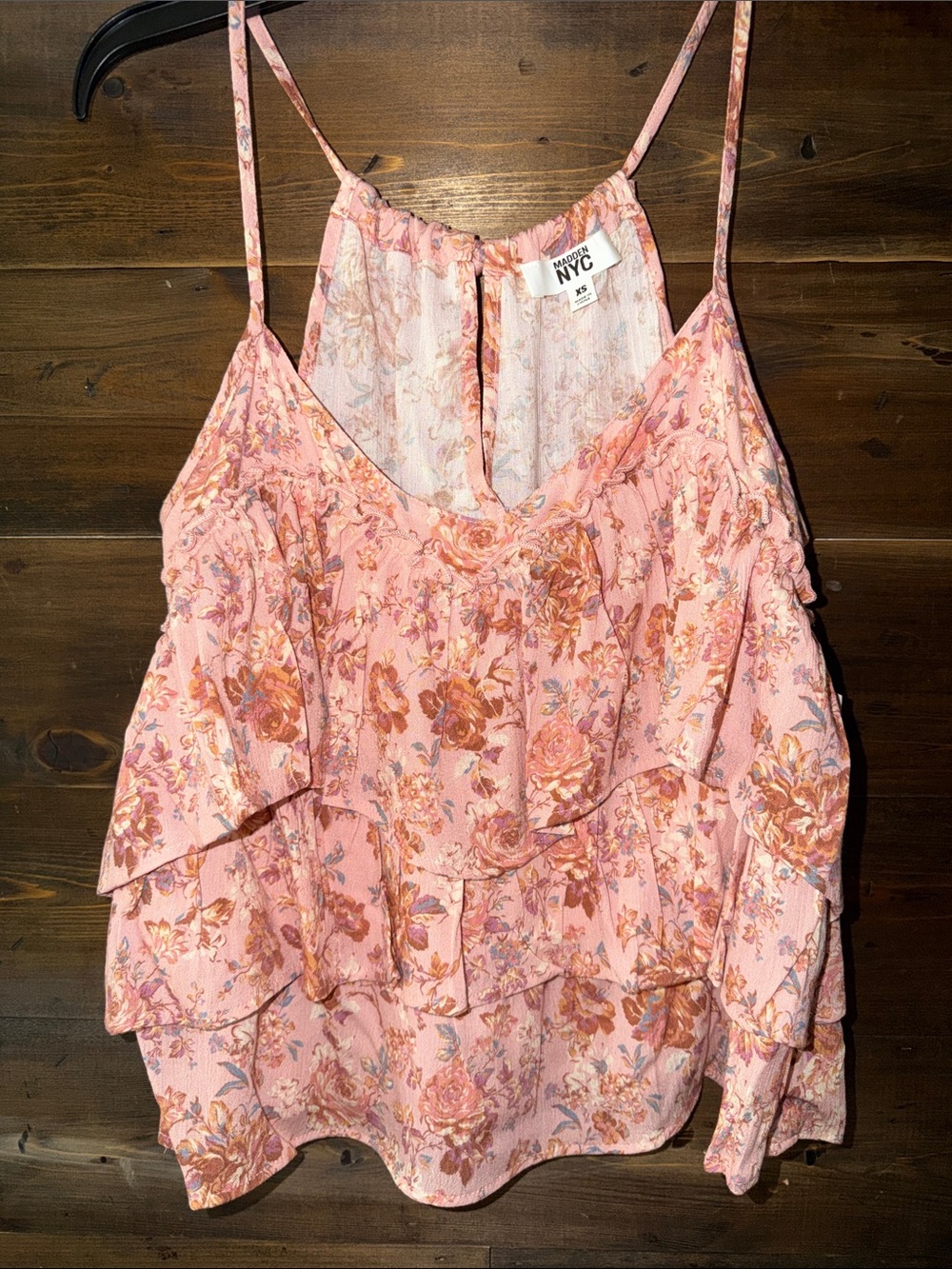 Madden NYC Floral Pink Ruffle Cami